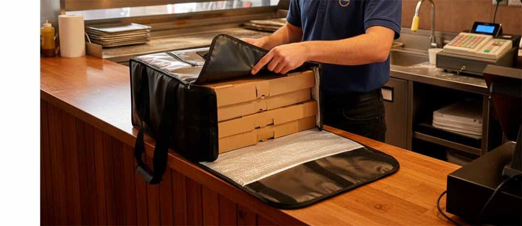 Bolsa pizza entrega eficiente en reparto